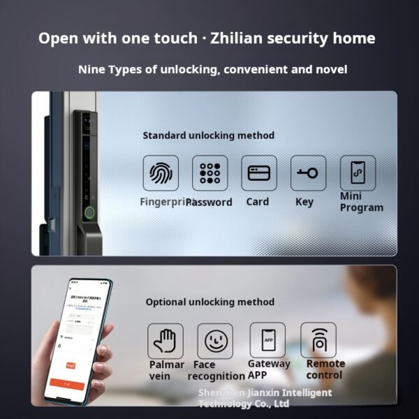 Sword core fully automatic palm vein facial recognition, broken bridge aluminum courtyard fingerprint intelligent password lock, graffiti all door locks - Image 2