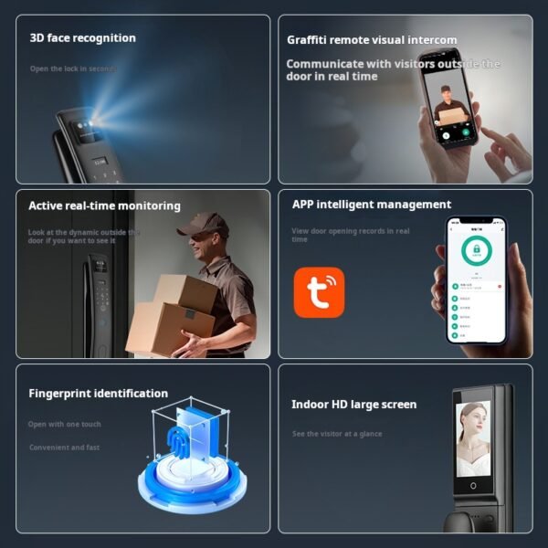 S958max fingerprint intelligent door lock, facial recognition, visual intercom, password graffiti, mobile phone remote door opening