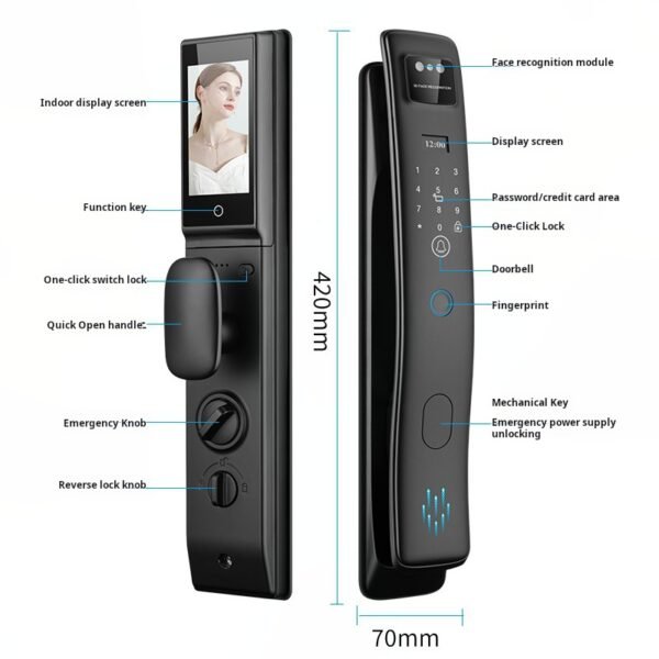 S958max fingerprint intelligent door lock, facial recognition, visual intercom, password graffiti, mobile phone remote door opening - Image 3