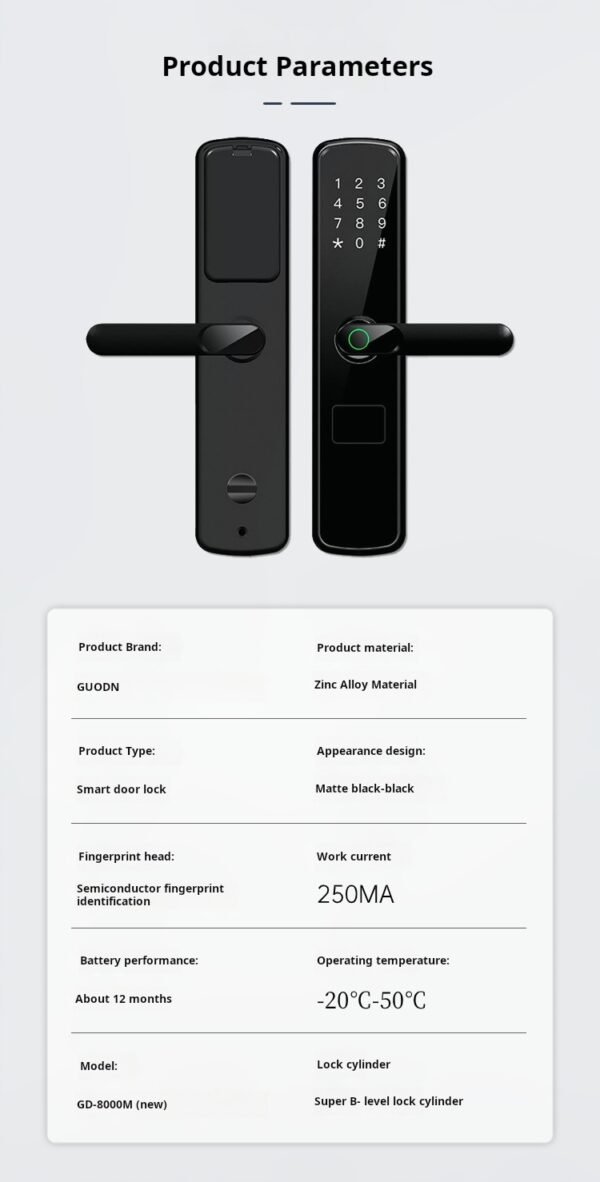Smart lock apartment fingerprint password lock ttlock remote super SIM card NFC unlocking network lock smart door lock - Image 6