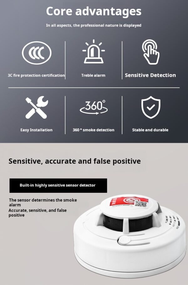 Smoke alarm, fire dedicated wireless independent smoke detector, fire detector, home intelligent smoke detector - Image 4