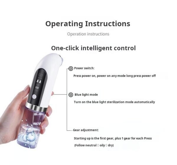 Small bubble beauty instrument, household pore cleaning introduction device, oxygen injection device, electric blackhead removal and suction tool - Image 4