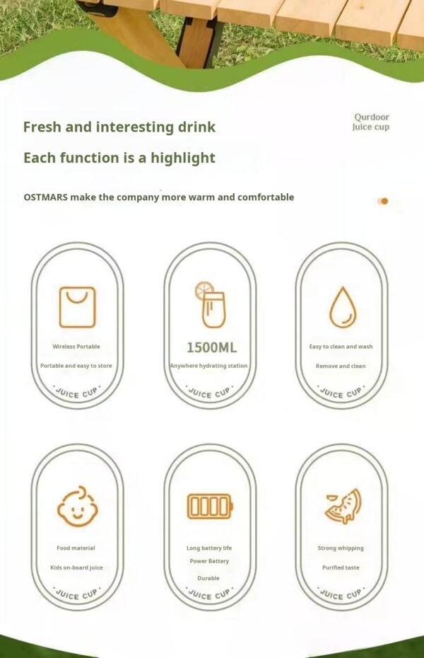 Ton ton bucket juicer, small portable household multifunctional fruit fryer, juicer, electric juicer cup - Image 5