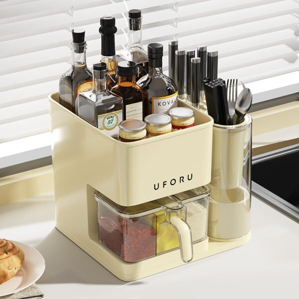 Kitchen Multi-functional Storage Rack, New Design Combination Knife Holder and Chopsticks Basket, One-piece Storage for Condiments and Household Items - Image 3