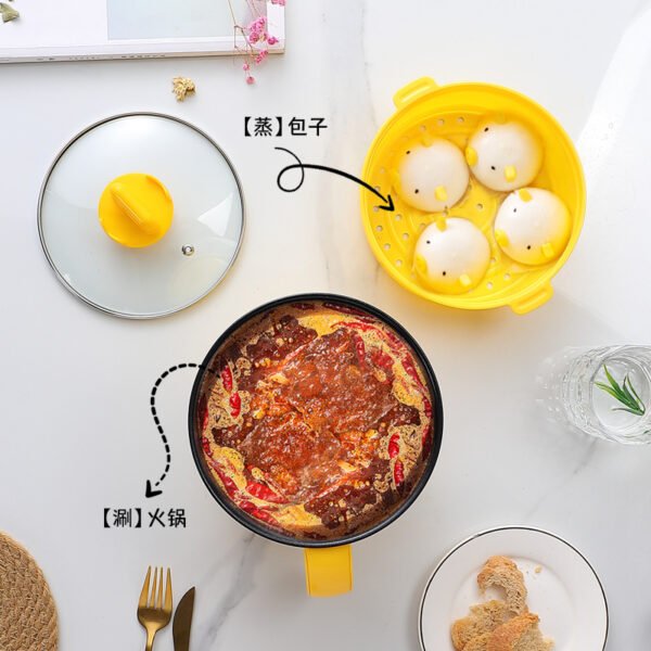Multi-functional electric cooker for student dormitories, small electric cooker for cooking noodles, household one-piece small single-person mini non-stick electric hot pot - Image 4