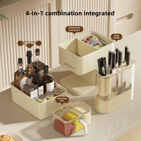 Kitchen Multi-functional Storage Rack, New Design Combination Knife Holder and Chopsticks Basket, One-piece Storage for Condiments and Household Items - Image 4