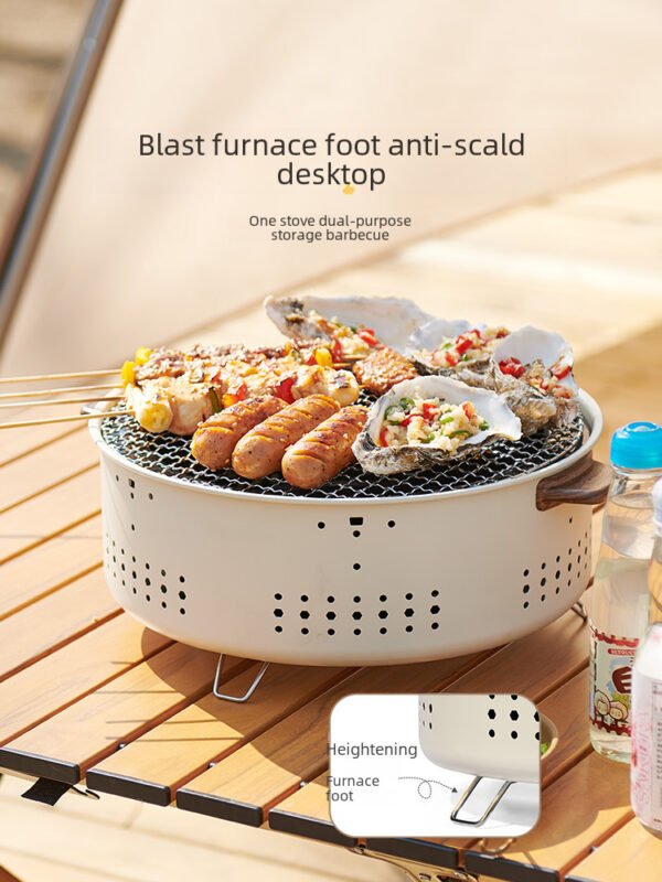 Portable round charcoal stove set for roasting tea , barbecue grill table, outdoor heating stove set, charcoal grill - Image 3