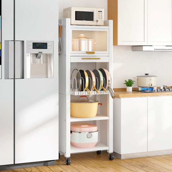 Drawable cookware storage rack, kitchen storage rack, floor standing multi-layer multifunctional rice cooker rack with drawers - Image 3