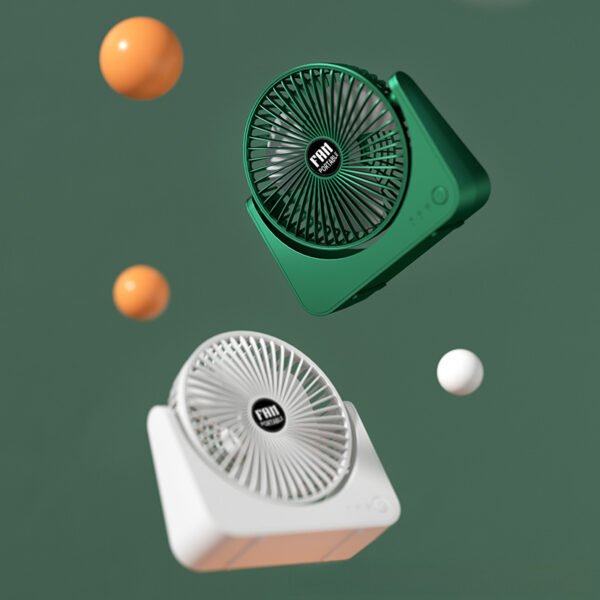USB small fan rechargeable lithium battery office desktop student dormitory three level adjustment light sound high wind power - Image 3