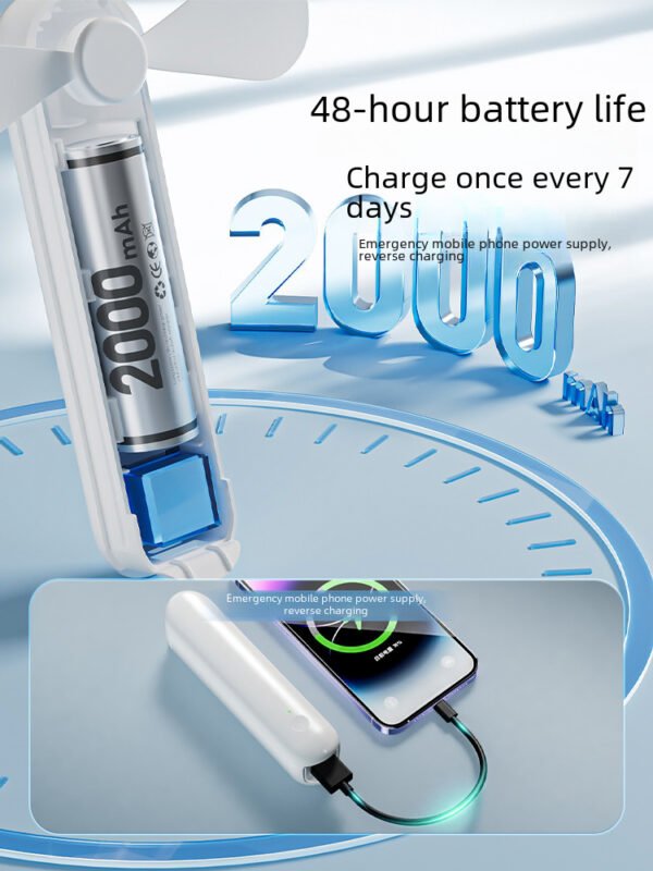 Mini folding small fan handheld, portable, multifunctional emergency power bank, USB silent small electric fan - Image 5