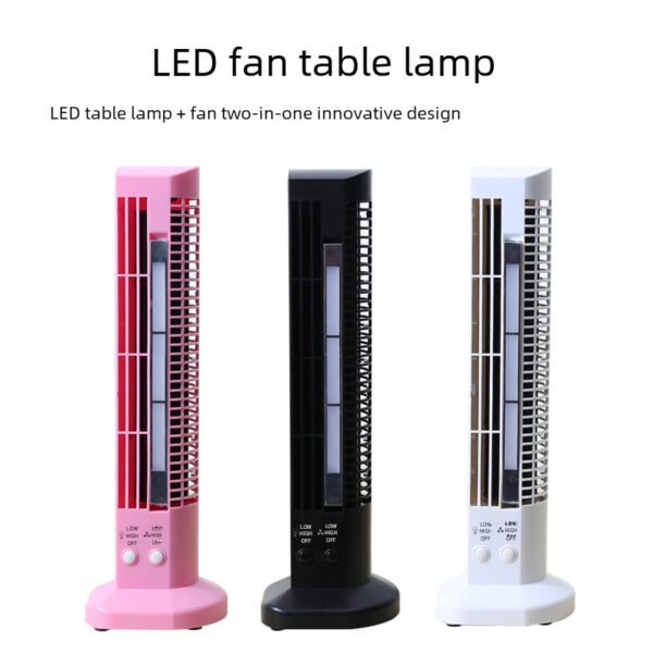 New USB bladeless fan with small night lighthouse fan, cartoon desktop mini handheld two stage desk lamp, small fan - Image 4