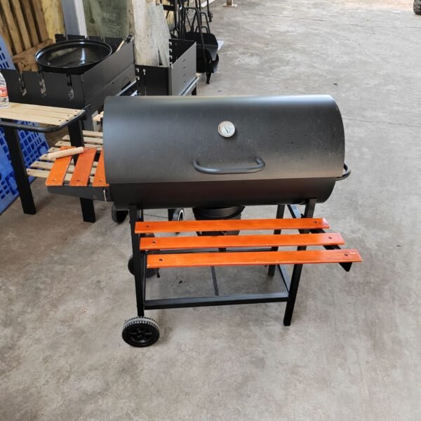 15.5-inch car frame oil drum barbecue grill, large night market in the courtyard, outdoor American-style barbecue, camping, picnic and steaming - Image 4