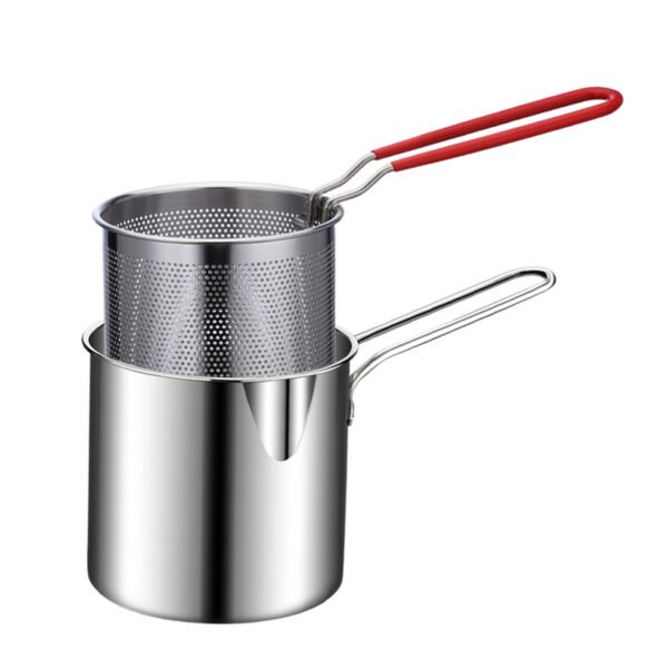 304 stainless steel deepened mini deep fryer, household multi-purpose pot with filter, kitchen oil-saving small oil pan - Image 5
