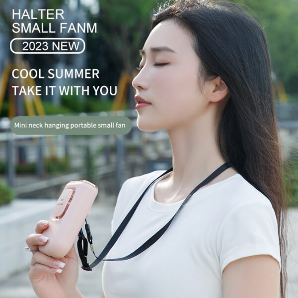 Hanging neck charging portable small fan handheld stand up computer desktop folding portable outdoor fan USB mesh cover mini - Image 2