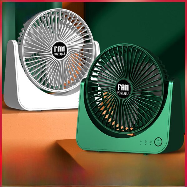 USB small fan rechargeable lithium battery office desktop student dormitory three level adjustment light sound high wind power
