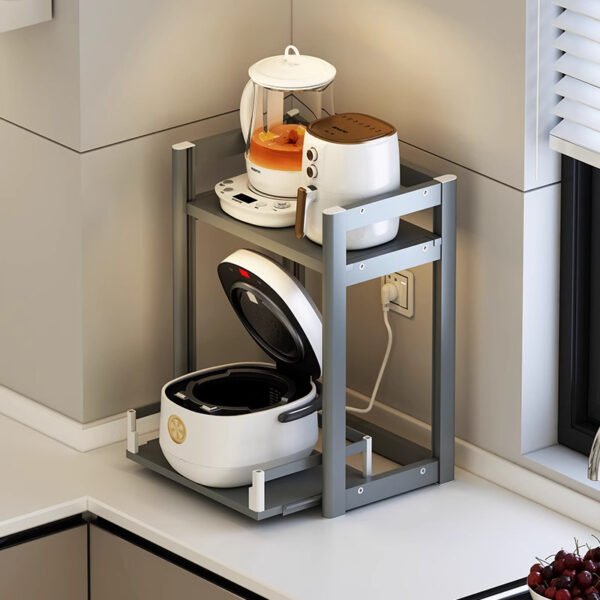 Kitchen storage rack countertop, small rice cooker rack with pull-out function, small-sized air fryer storage rack desktop - Image 3