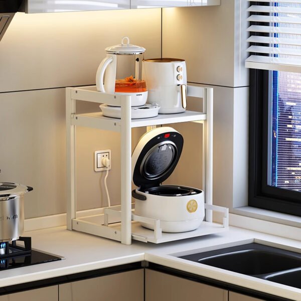 Kitchen storage rack countertop, small rice cooker rack with pull-out function, small-sized air fryer storage rack desktop - Image 4