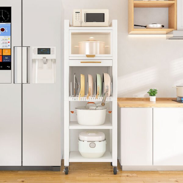 Drawable cookware storage rack, kitchen storage rack, floor standing multi-layer multifunctional rice cooker rack with drawers - Image 4