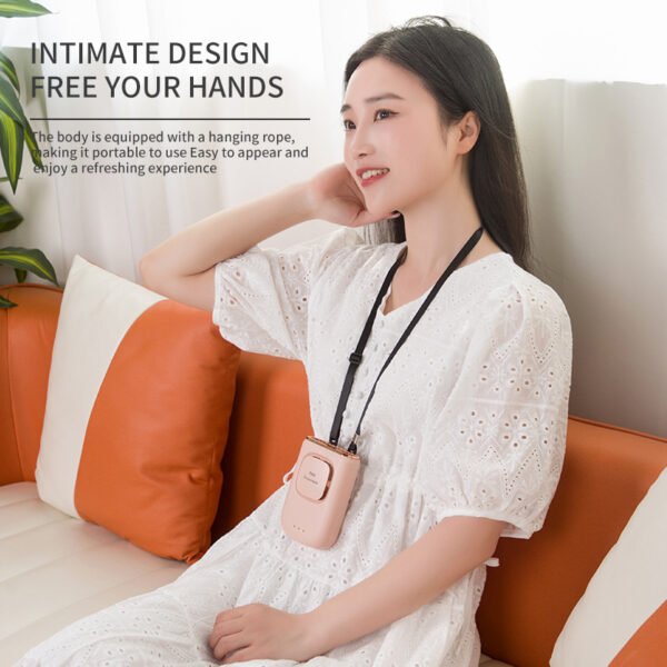 Hanging neck charging portable small fan handheld stand up computer desktop folding portable outdoor fan USB mesh cover mini - Image 3