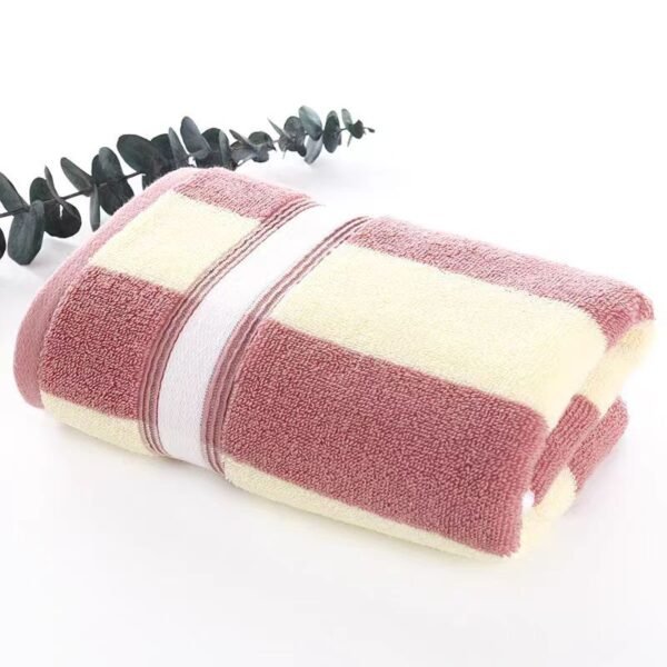 Cotton absorbent soft colorful wide stripe couple's universal face towel, high-end gift, thick towel - Image 3