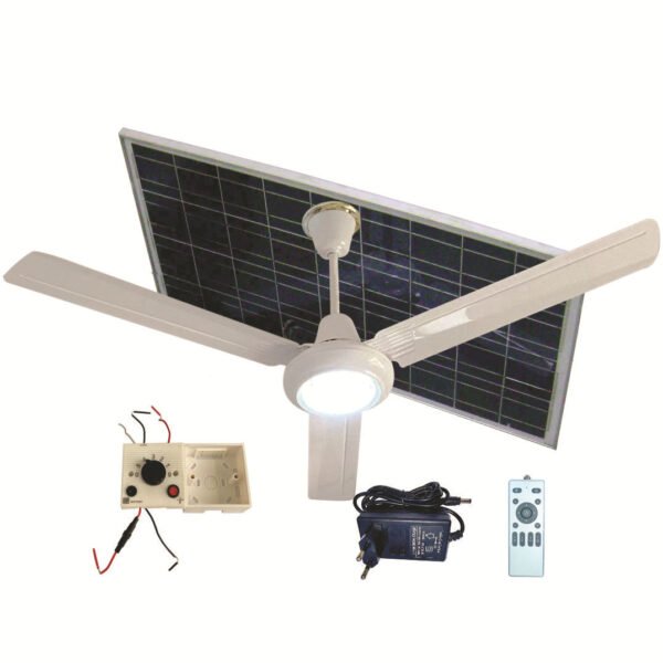 12V battery solar AC/DC wide voltage solar DC emergency 56 inch ceiling fan with light