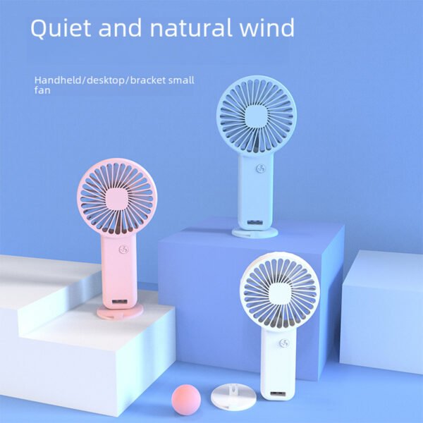 Small fan USB charging handheld dormitory desktop fan silent portable electric fan logo