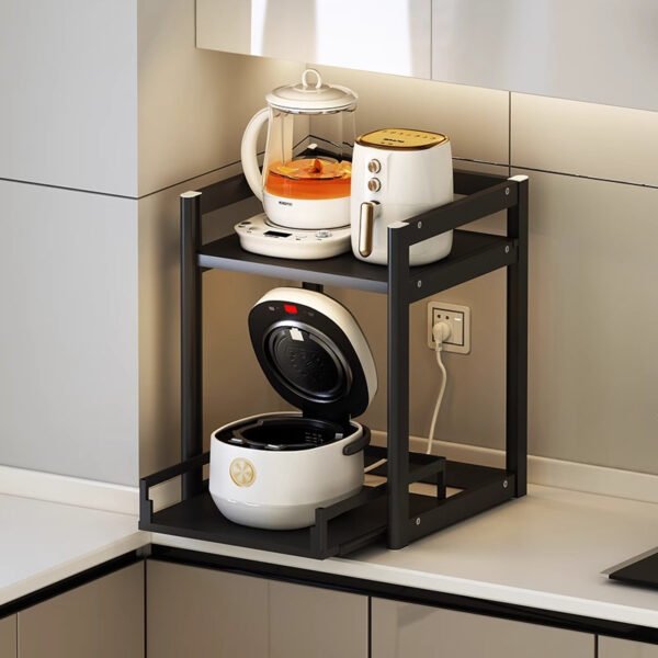 Kitchen storage rack countertop, small rice cooker rack with pull-out function, small-sized air fryer storage rack desktop - Image 2