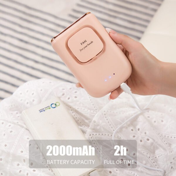 Hanging neck charging portable small fan handheld stand up computer desktop folding portable outdoor fan USB mesh cover mini - Image 5