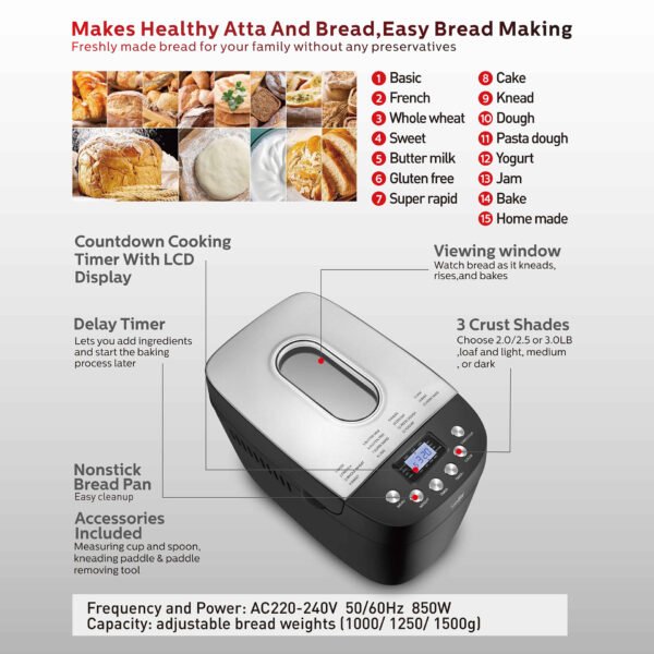 Sonifer Fully Automatic Home Baking Steamed Bread Maker SF-4025 - Image 4