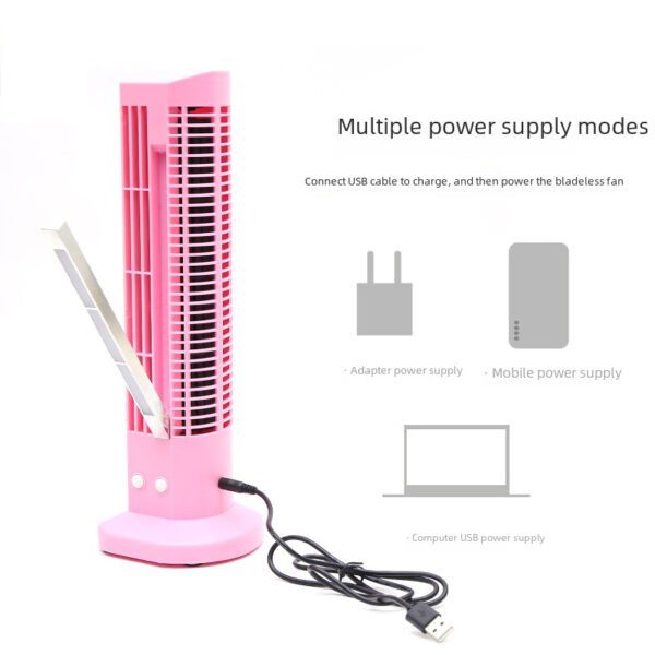 New USB bladeless fan with small night lighthouse fan, cartoon desktop mini handheld two stage desk lamp, small fan - Image 2