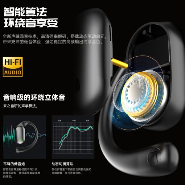 wireless over the ear, non in ear, long battery life, air bone conduction, open sport OWS Bluetooth earphones - Image 2