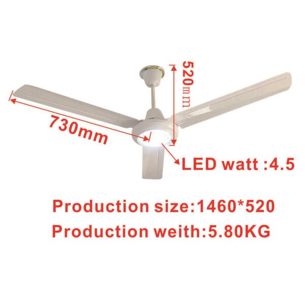 12V battery solar AC/DC wide voltage solar DC emergency 56 inch ceiling fan with light - Image 2