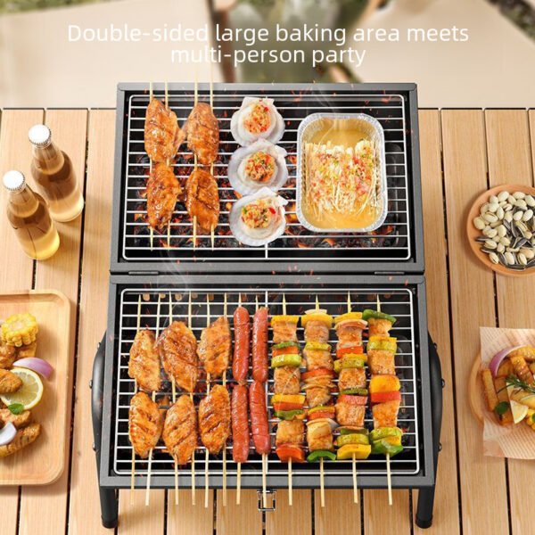 Barbecue grill, outdoor barbecue stove, portable charcoal for home use, camping barbecue equipment, and a complete set of charcoal barbecue tools - Image 3