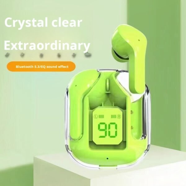 Small crystal color transparent shell Bluetooth headset, digital display ENC noise reduction transparent true wireless Bluetooth headset - Image 3