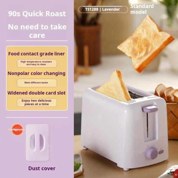 Home multifunctional toaster, small mini toaster, fully automatic fast heating, two-piece breakfast machine - Image 2