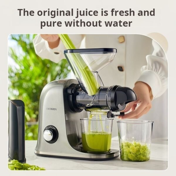 COCOSODA low-speed juicer, juice residue separation, small automatic slow grinding machine for household fruits, vegetables and celery, ash - Image 4
