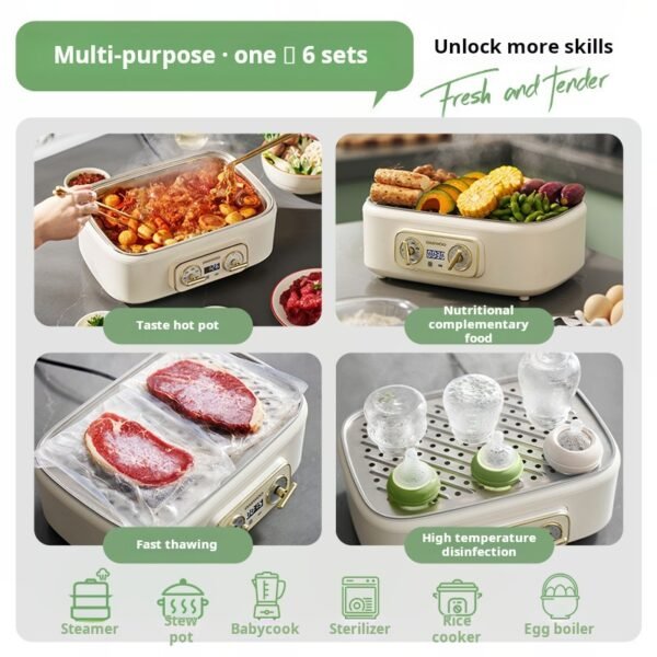 Daewoo 0 Plastic 0 Coating Stainless Steel Electric Steaming Pot Double Layer 18 liter Home Multi functional Pot Reservation Steaming and Stewing Food Grade - Image 3