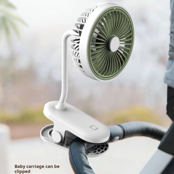 New baby stroller small fan portable desktop student dormitory silent small fan USB rechargeable clip fan - Image 2