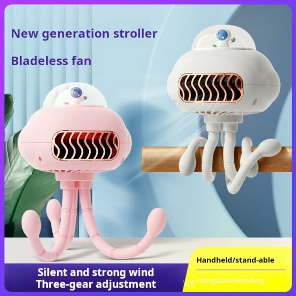 The new octopus bladeless fan can be hung, wrapped around baby strollers, charged, handheld small fan, outdoor phone holder - Image 3