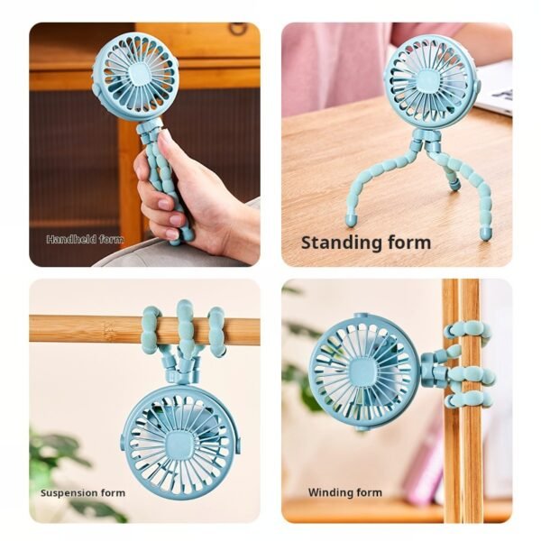 Octopus handheld fan baby stroller dormitory office desktop charging portable mini electric fan gift - Image 4