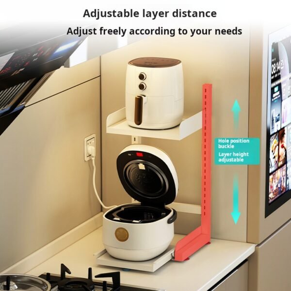 Electric rice cooker, microwave oven storage rack, countertop electrical storage rack, pull-out air fryer rack - Image 2
