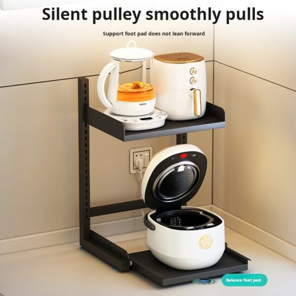 Electric rice cooker, microwave oven storage rack, countertop electrical storage rack, pull-out air fryer rack - Image 4