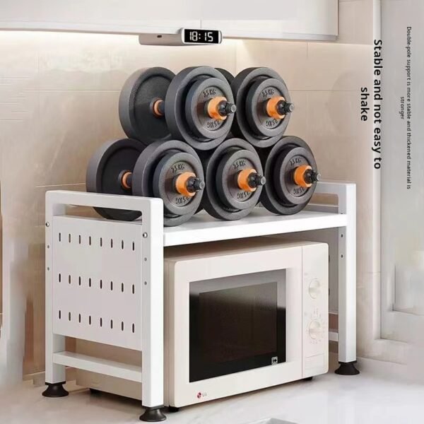 Scalable kitchen microwave shelf, oven rack, household countertop, desktop, double-layer rice cooker storage bracket - Image 2