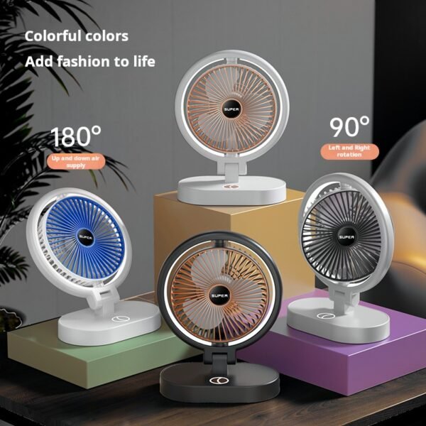 Home desk lamp fan, student dormitory folding storage desktop fan, outdoor camping multi speed adjustable fan