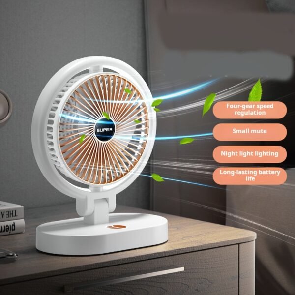Home desk lamp fan, student dormitory folding storage desktop fan, outdoor camping multi speed adjustable fan - Image 2