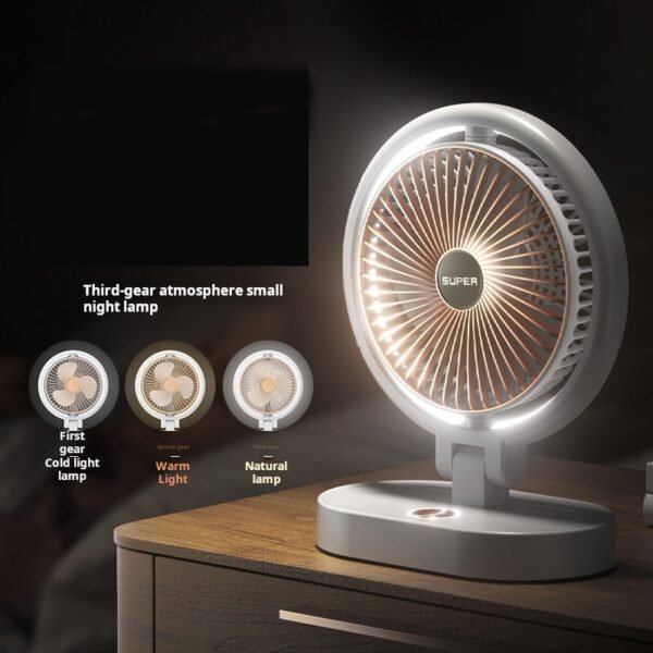 Home desk lamp fan, student dormitory folding storage desktop fan, outdoor camping multi speed adjustable fan - Image 3