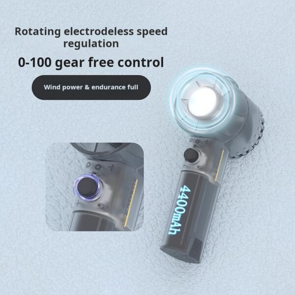 New high-speed fan with 100 speed stepless speed regulation, high wind power, handheld battery, detachable dust blowing 2-in-1 - Image 3