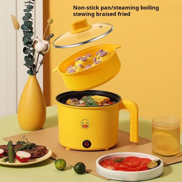 Dormitory Student Multi functional Yellow Duck Electric Cooker Frying Pot Household Noodle Cooking Small Electric Hotpot Mini Electric Frying Pot - Image 3