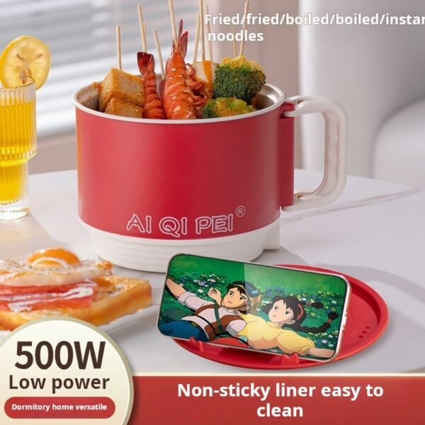 Instant noodle pot, dormitory small electric pot, non stick pot, multifunctional, low-power electric pot, mini student folding handle - Image 2