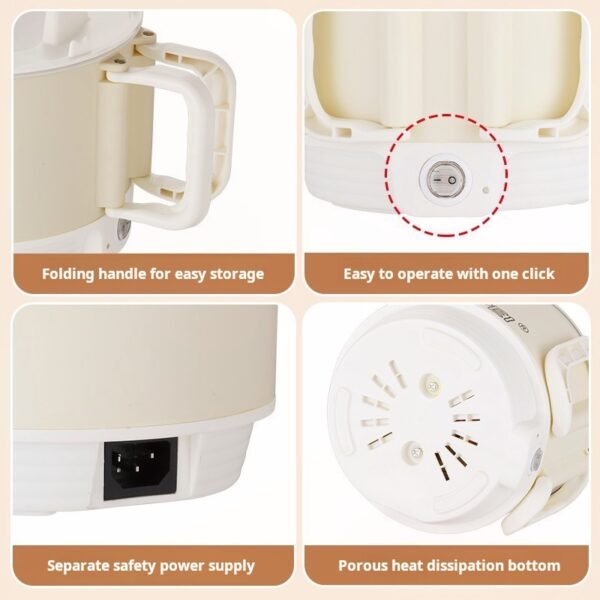 Instant noodle pot, dormitory small electric pot, non stick pot, multifunctional, low-power electric pot, mini student folding handle - Image 4